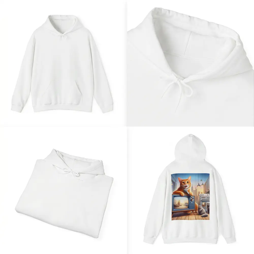 Orange Tabby Cat Singing Retro TV Kitchen – Hoodies