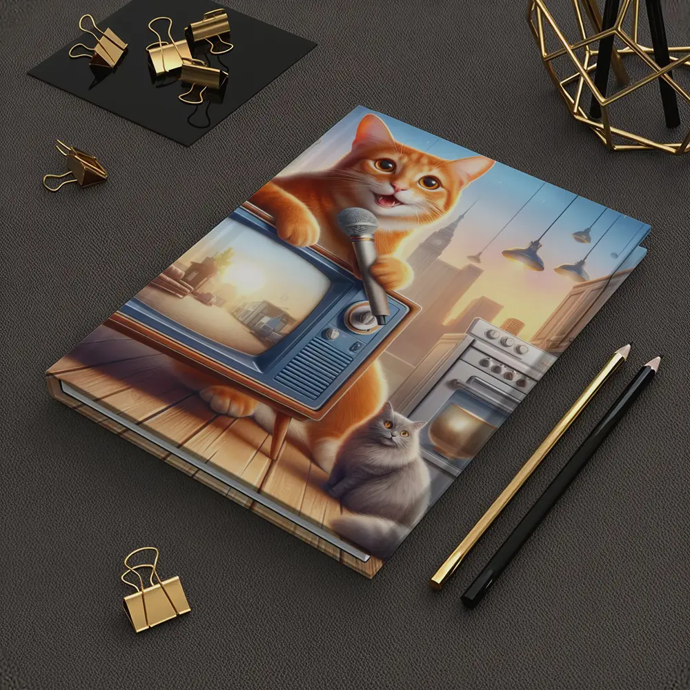 Orange Tabby Cat Singing Retro TV Kitchen – Notebooks