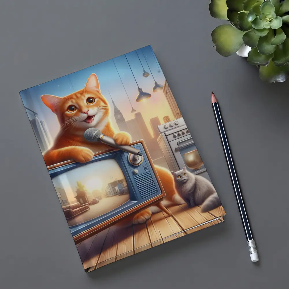 Orange Tabby Cat Singing Retro TV Kitchen – Notebooks