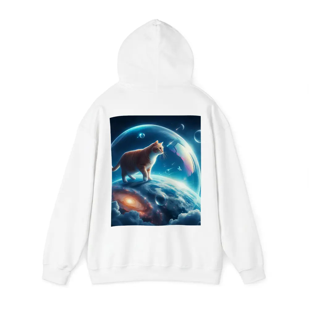 Orange Cat Standing on Cosmic Planet Space – Hoodies