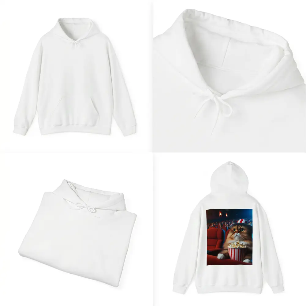 Fluffy Cat Watching Movie In Cinema – Hoodies
