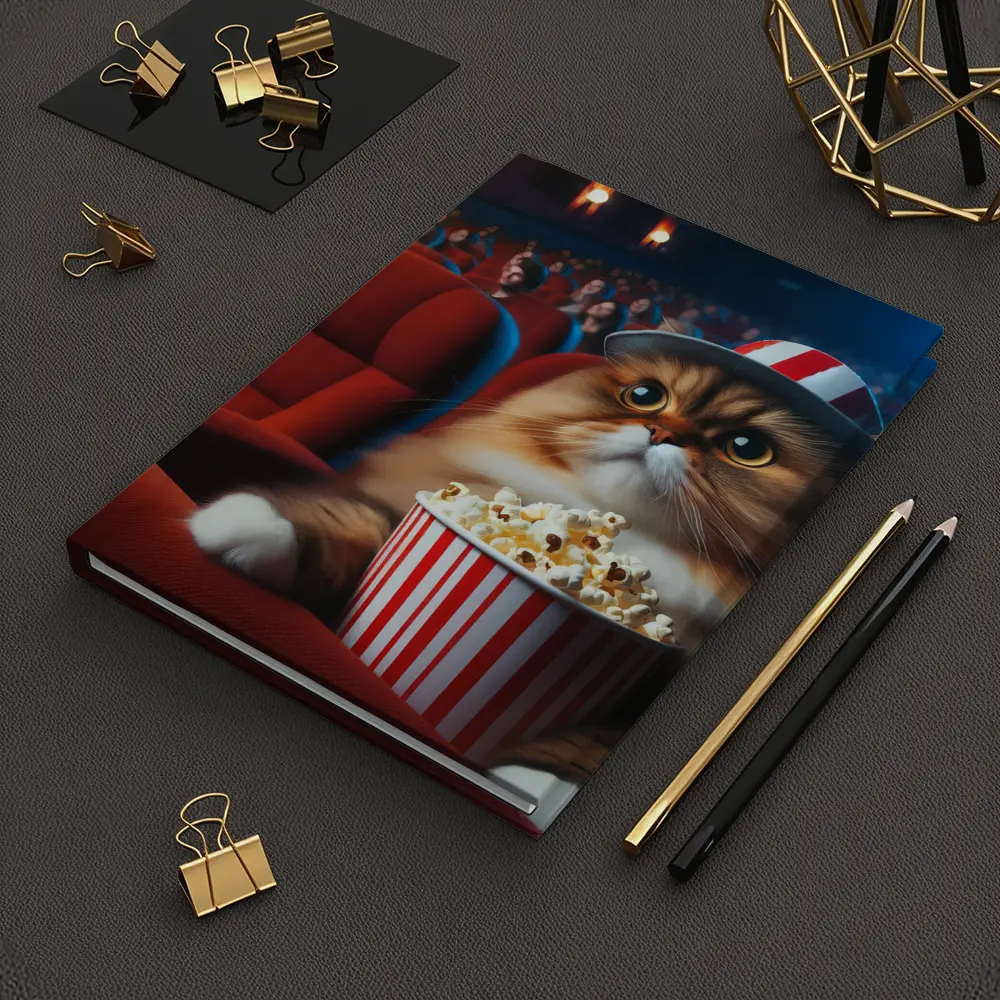 Fluffy Cat Watching Movie In Cinema – Notebooks