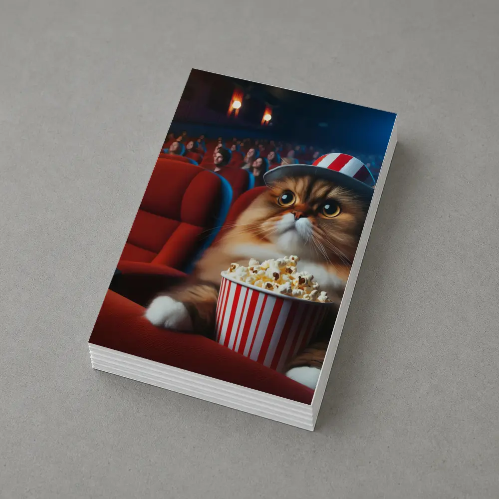 Fluffy Cat Watching Movie In Cinema – Postcards