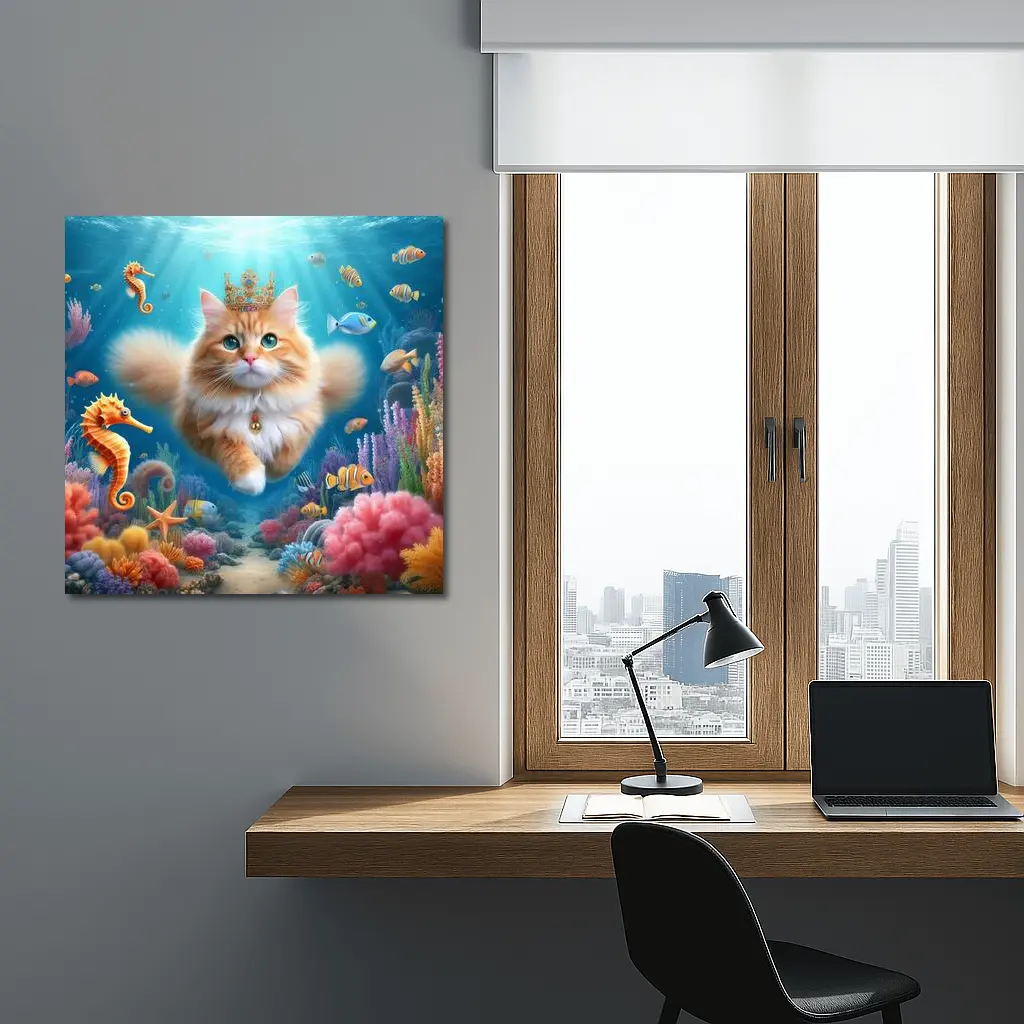 Orange Cat Crown Underwater Ocean Coral Reef – Wall Art