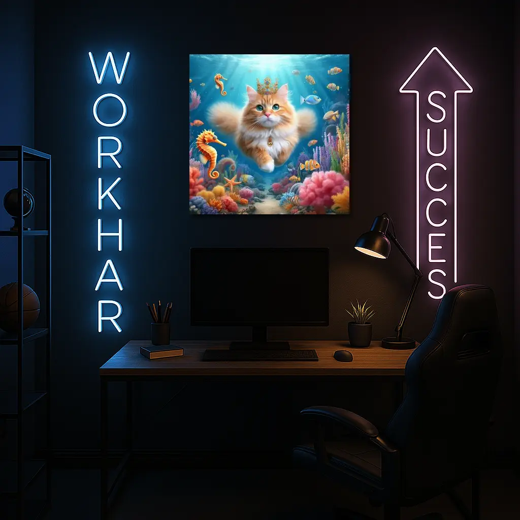 Orange Cat Crown Underwater Ocean Coral Reef – Wall Art