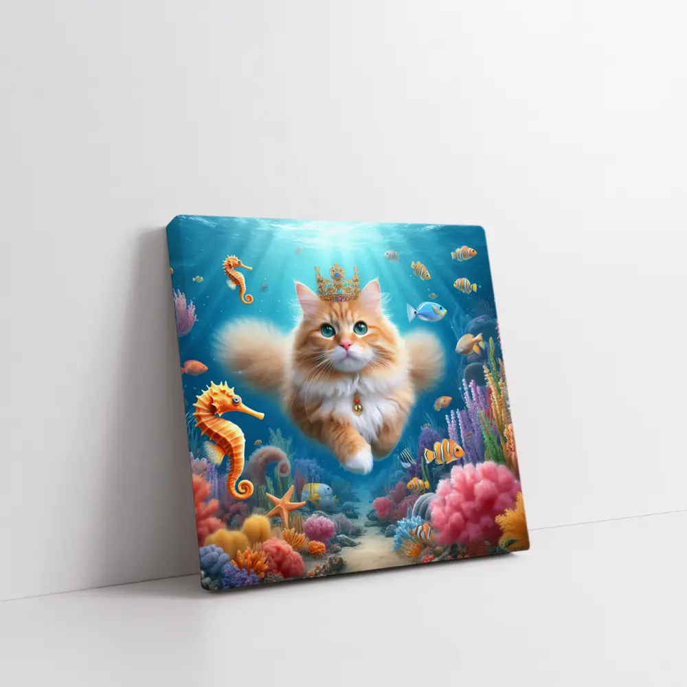 Orange Cat Crown Underwater Ocean Coral Reef – Wall Art
