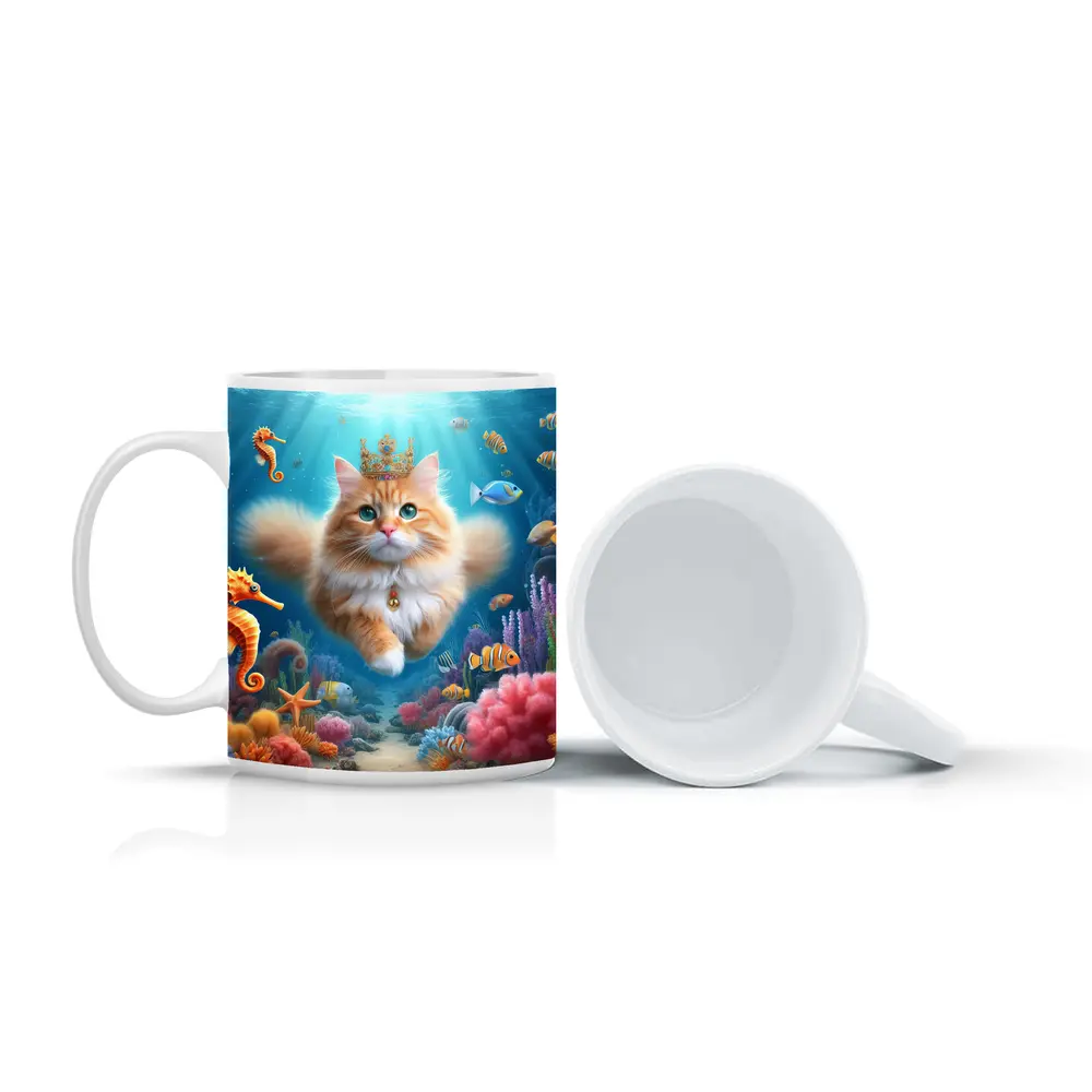 Orange Cat Crown Underwater Ocean Coral Reef – Mugs