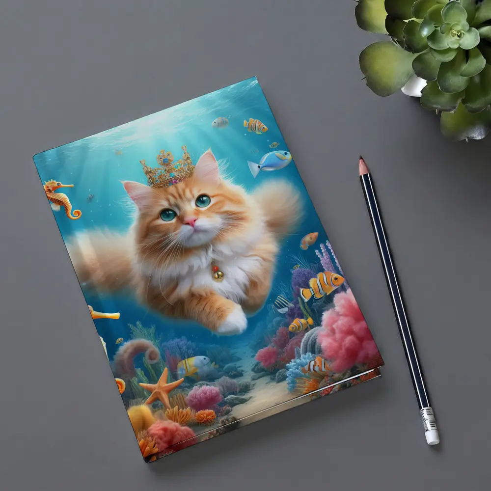 Orange Cat Crown Underwater Ocean Coral Reef – Notebooks
