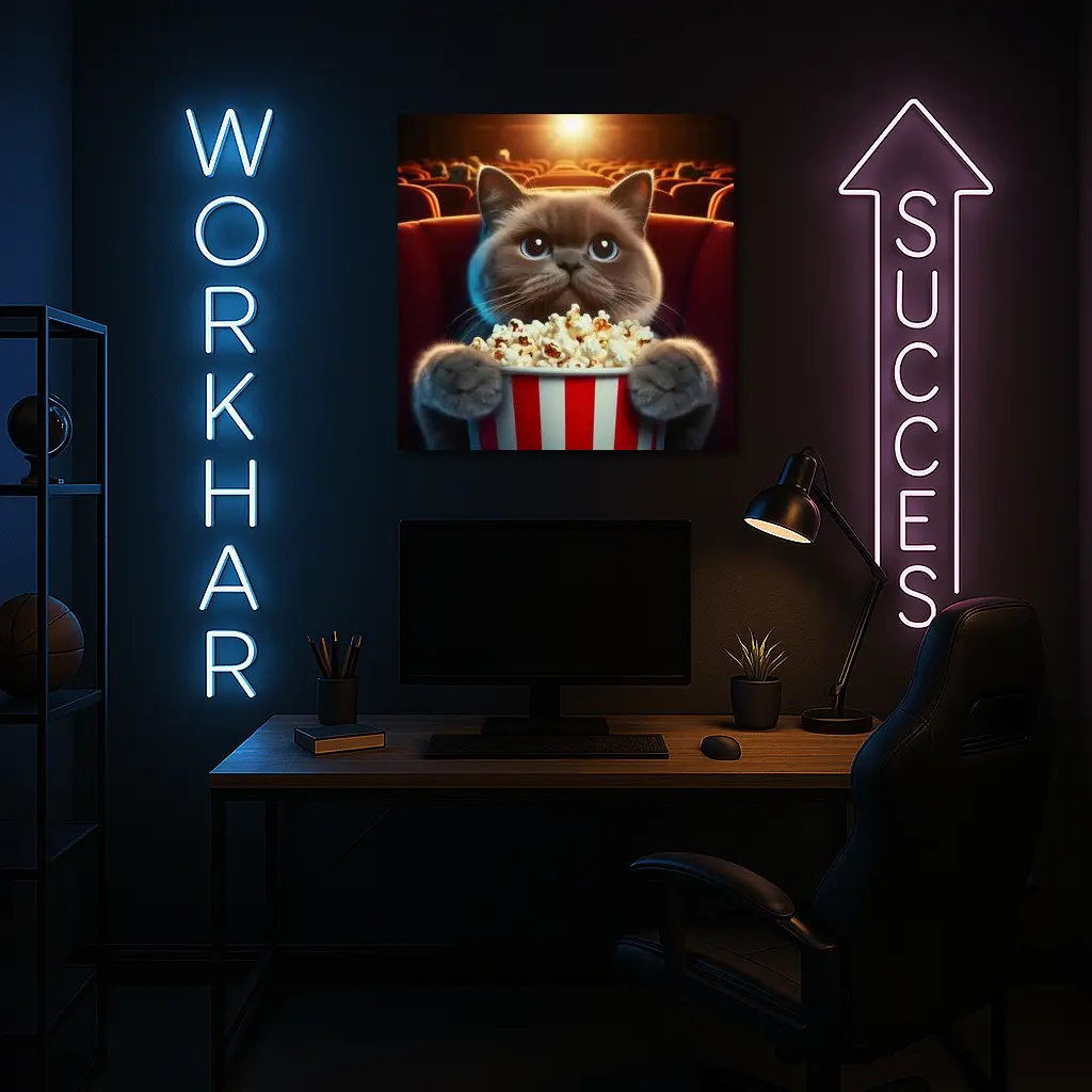British Shorthair Cat Cinema Popcorn Movie – Wall Art