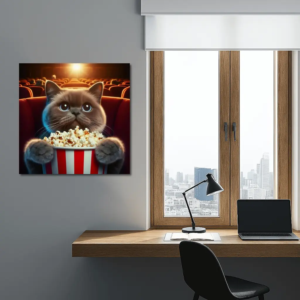British Shorthair Cat Cinema Popcorn Movie – Wall Art