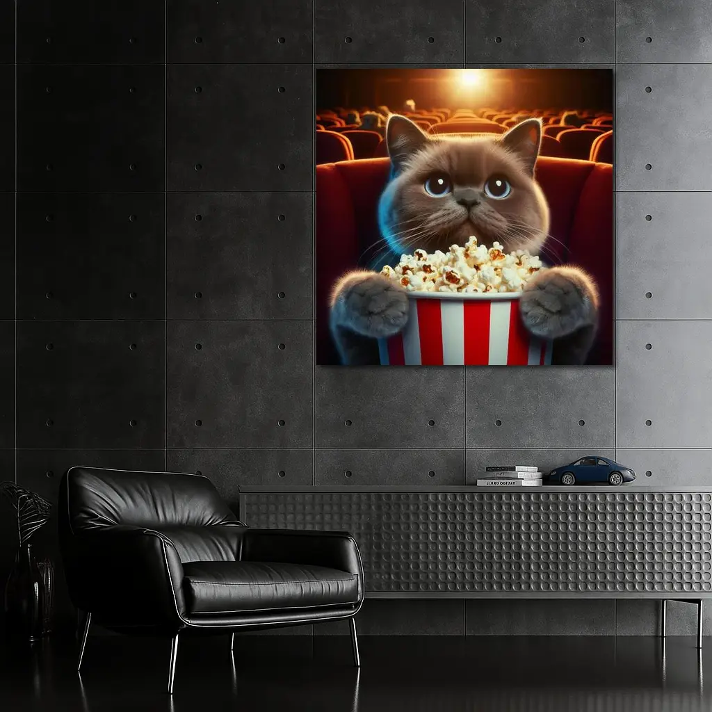 British Shorthair Cat Cinema Popcorn Movie – Wall Art