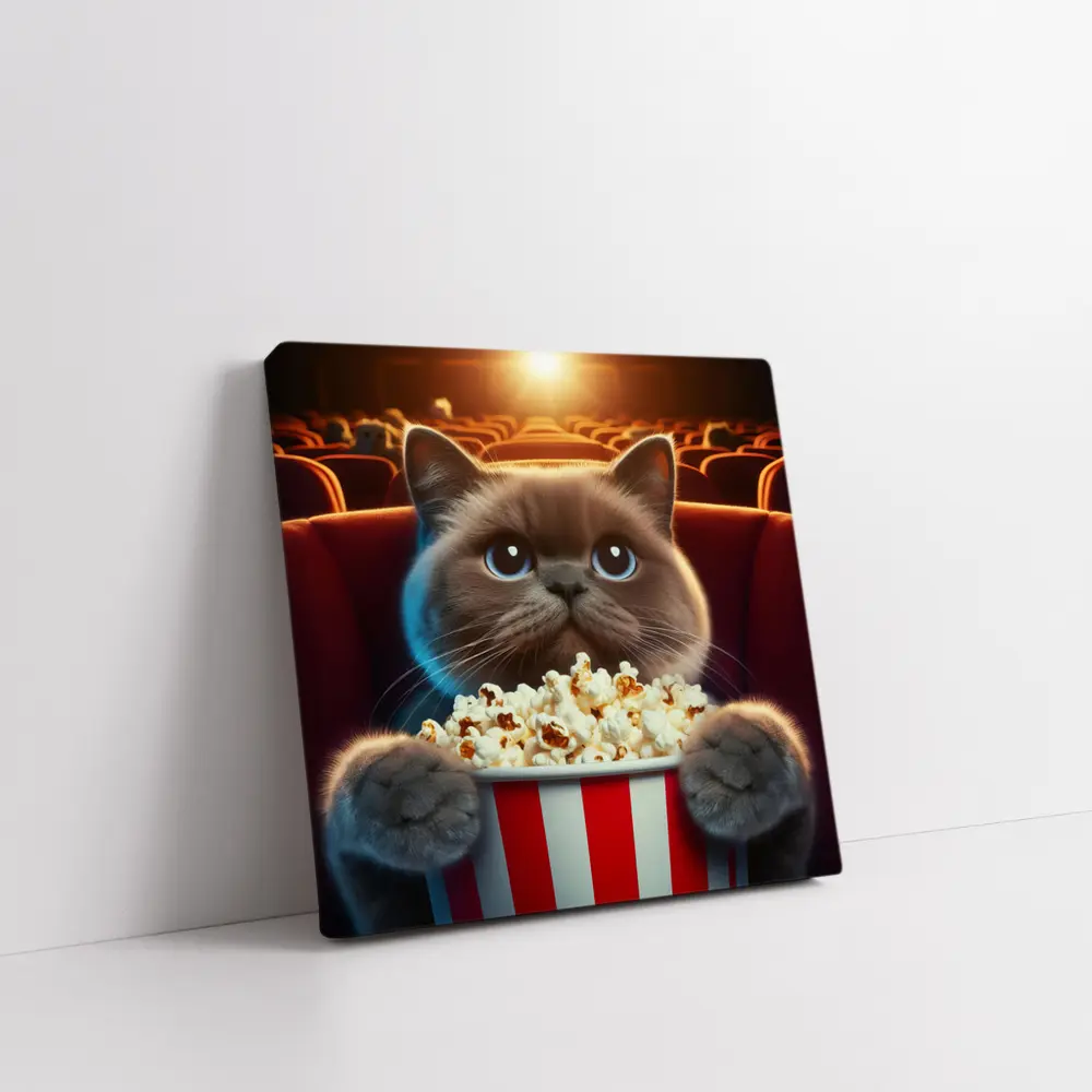 British Shorthair Cat Cinema Popcorn Movie – Wall Art