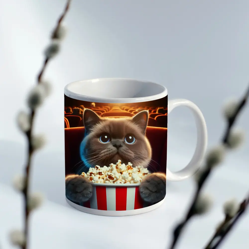 British Shorthair Cat Cinema Popcorn Movie – Mugs