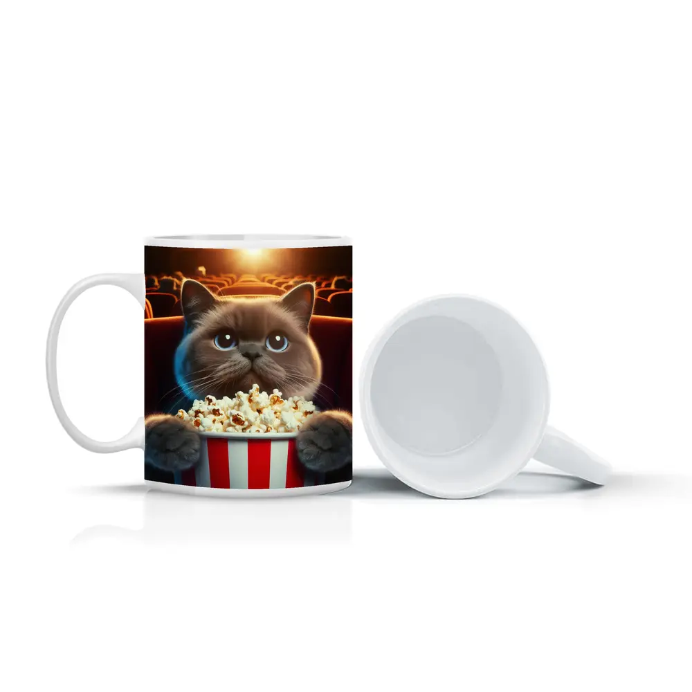 British Shorthair Cat Cinema Popcorn Movie – Mugs