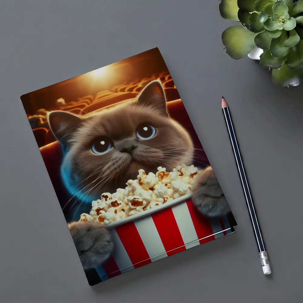 British Shorthair Cat Cinema Popcorn Movie – Notebooks