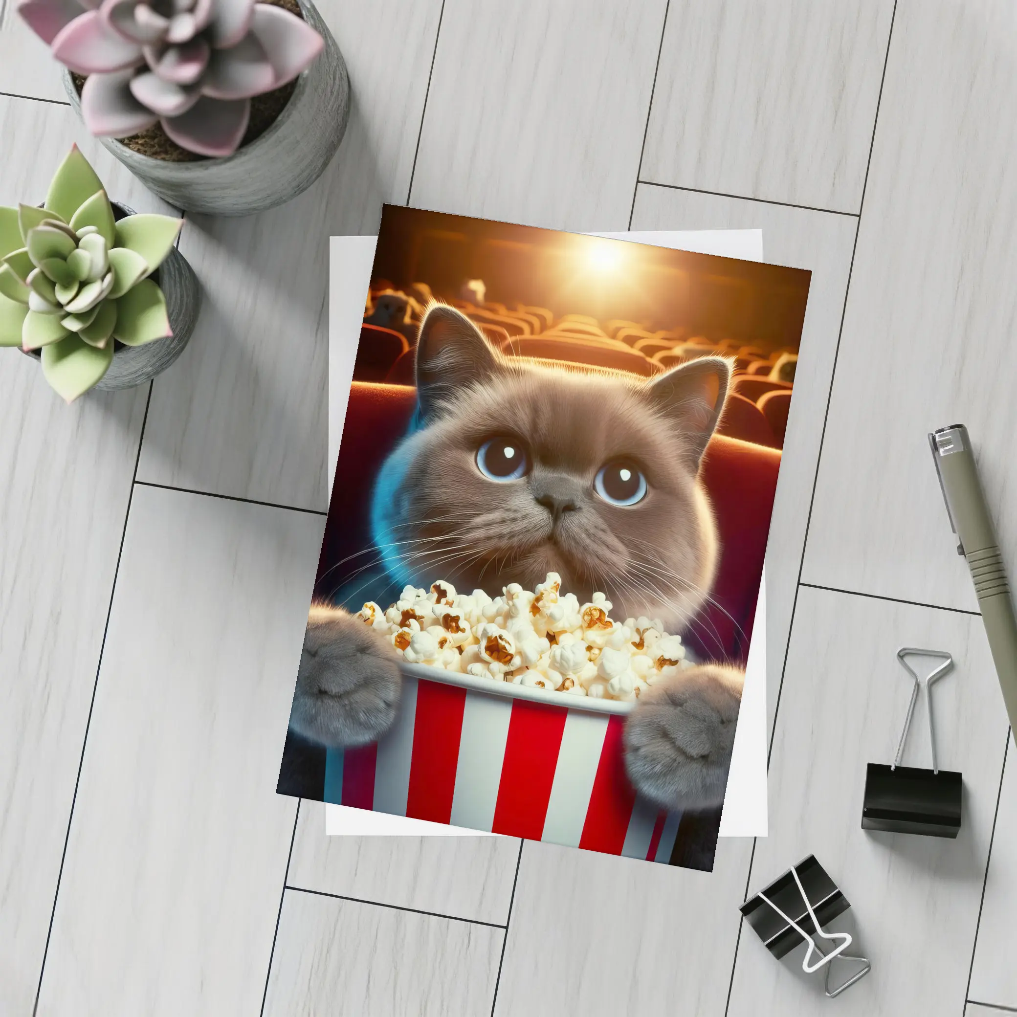 British Shorthair Cat Cinema Popcorn Movie – Postcards