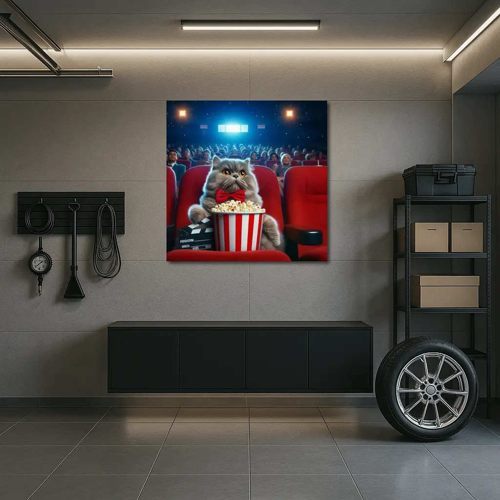 Persian Cat Cinema Popcorn Movie Night – Wall Art