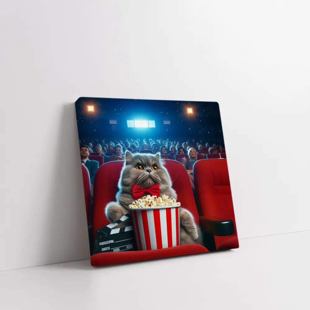 Persian Cat Cinema Popcorn Movie Night – Wall Art
