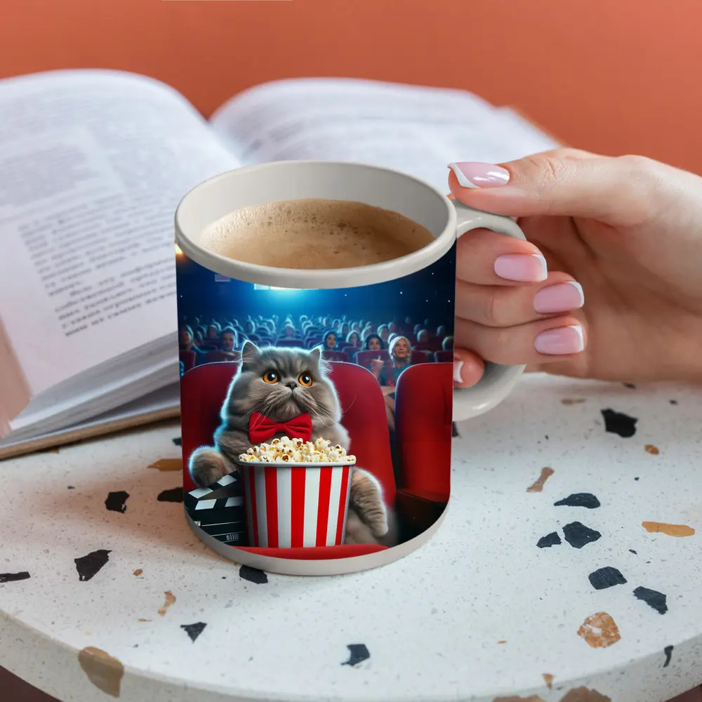 Persian Cat Cinema Popcorn Movie Night – Mugs