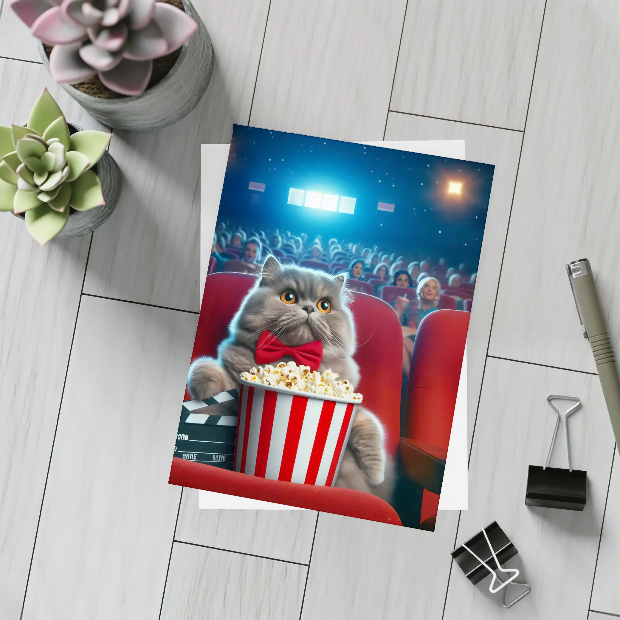 Persian Cat Cinema Popcorn Movie Night – Postcards