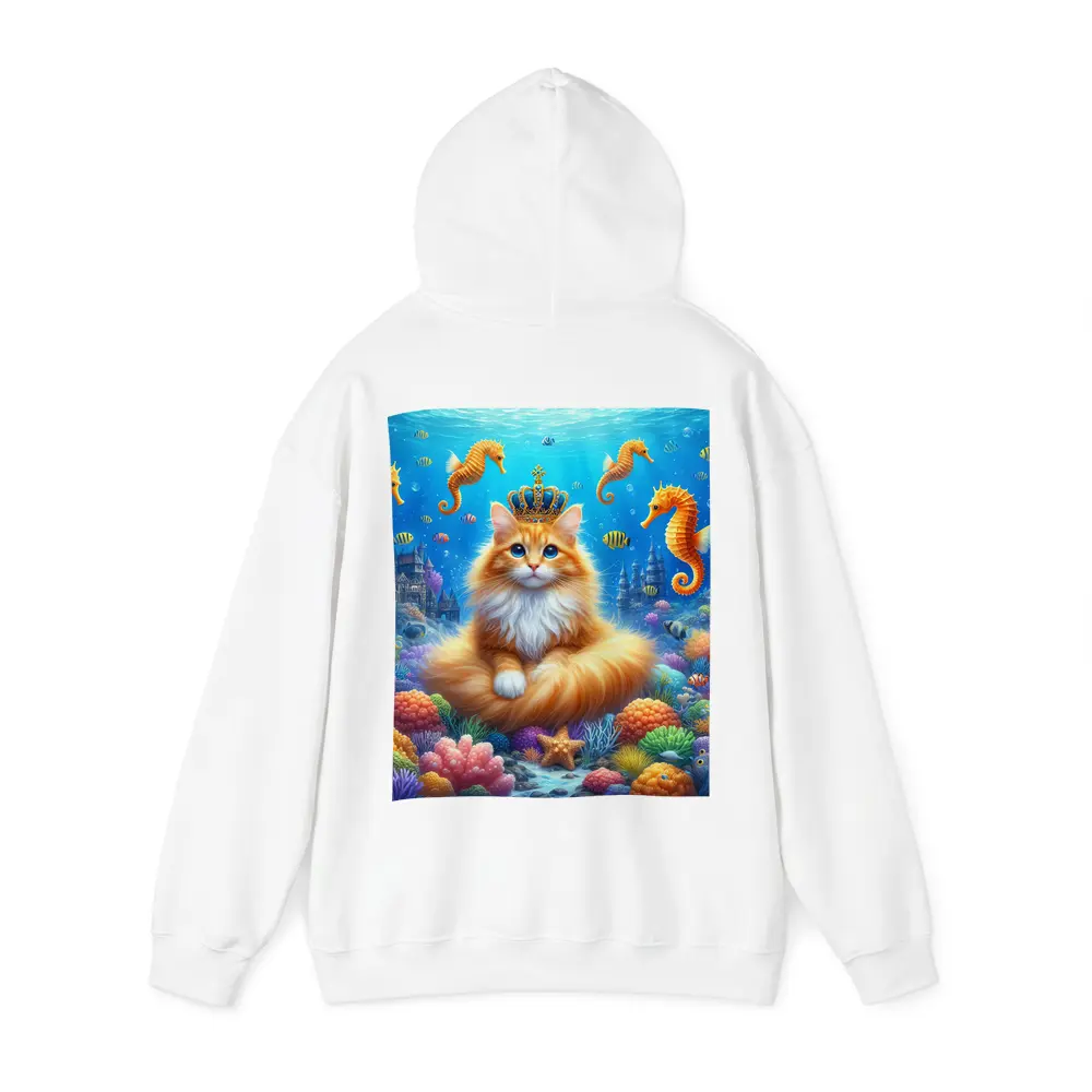 Orange Cat Crown Underwater Seahorse Ocean Scene – Hoodies