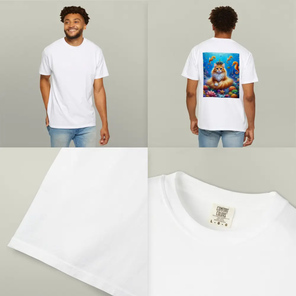 Orange Cat Crown Underwater Seahorse Ocean Scene – T-Shirts