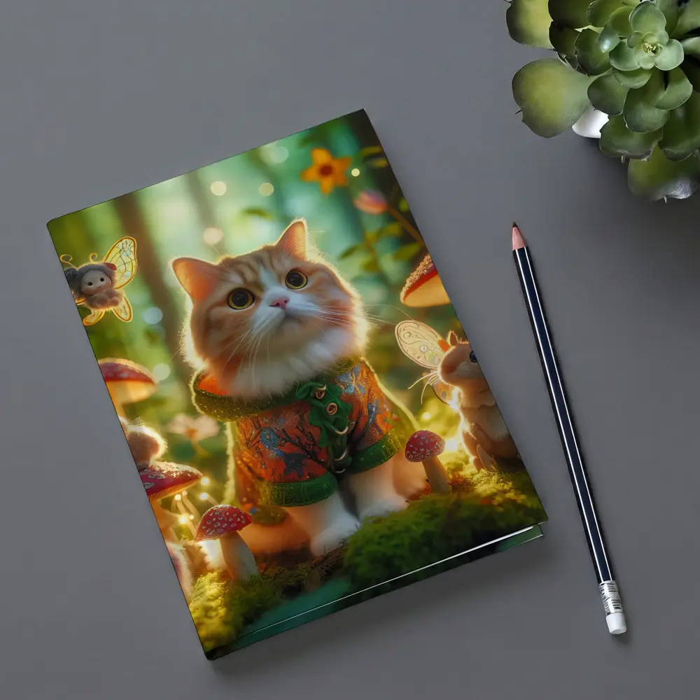 Cute Cat Fairy Forest Mushroom Fantasy Art – Notebooks