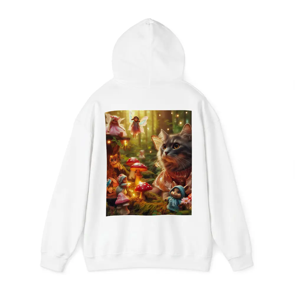 Gray Cat Fairy Enchanted Forest Fantasy Scene – Hoodies