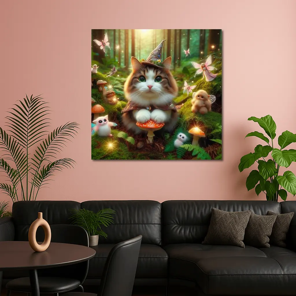 Wizard Cat Fairy Forest Magical Creatures – Wall Art