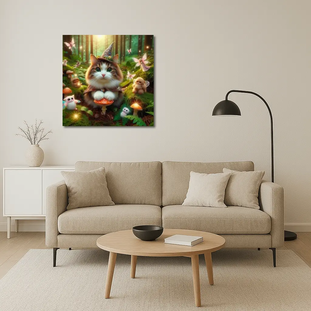 Wizard Cat Fairy Forest Magical Creatures – Wall Art
