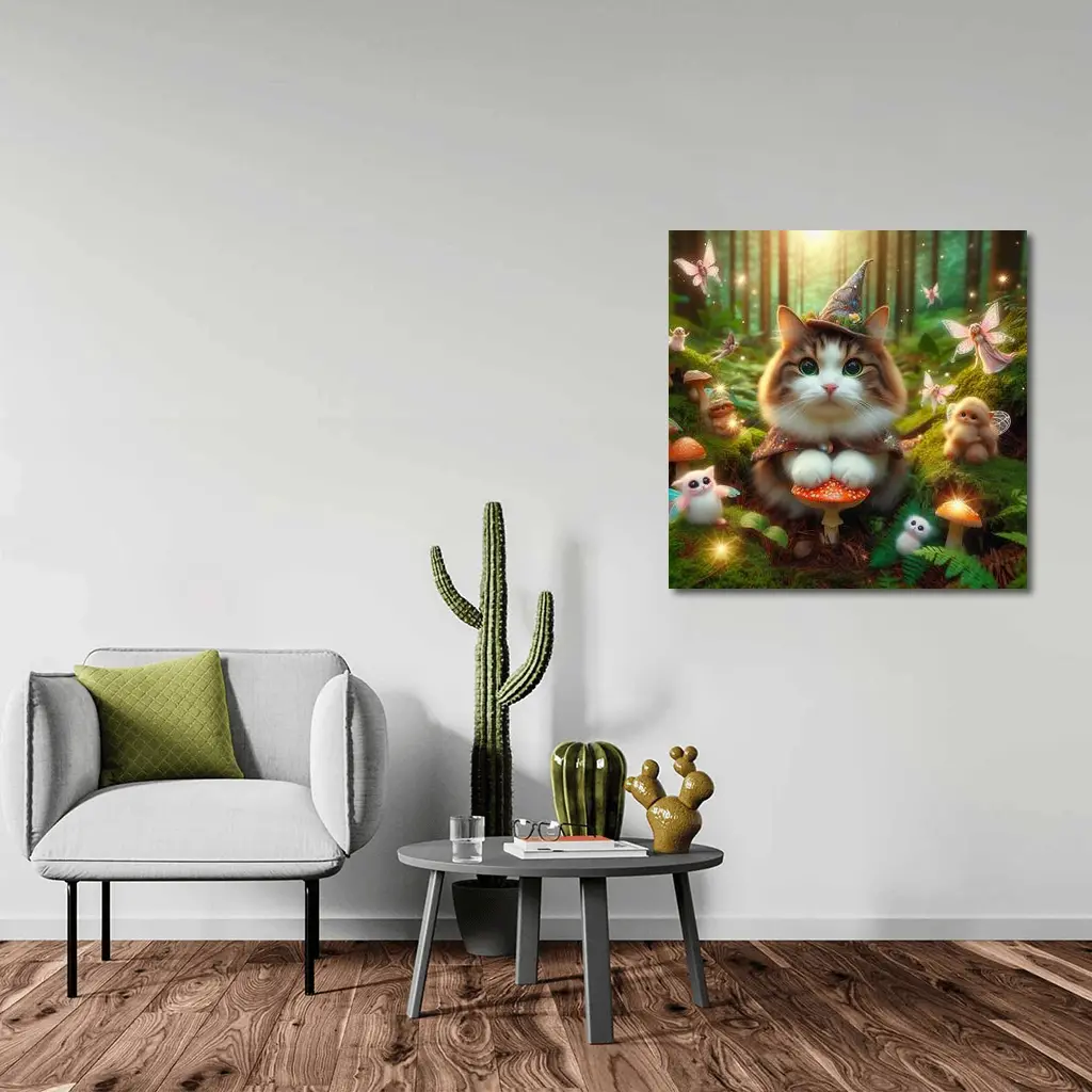 Wizard Cat Fairy Forest Magical Creatures – Wall Art