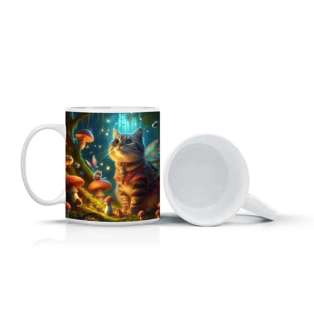 Fantasy Cat Fairy Enchanted Mushroom Forest – Mugs