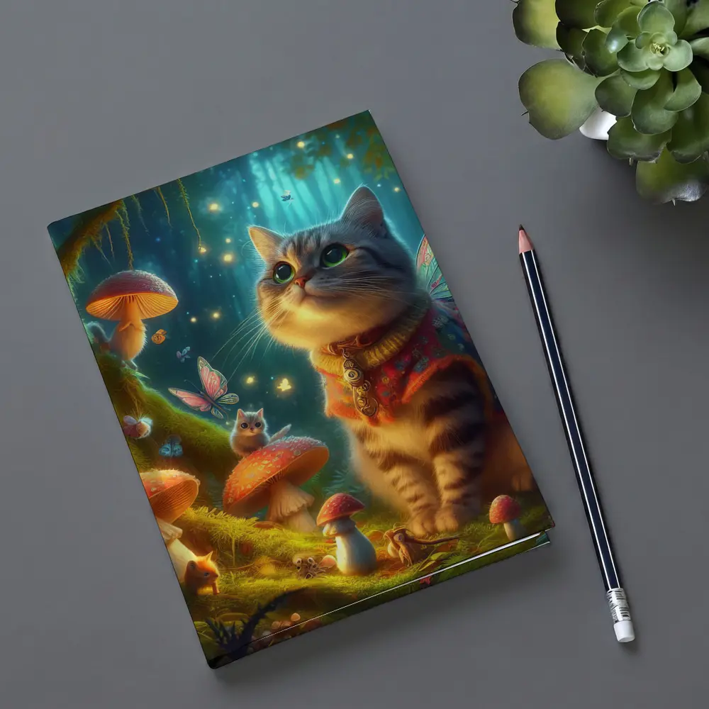 Fantasy Cat Fairy Enchanted Mushroom Forest – Notebooks