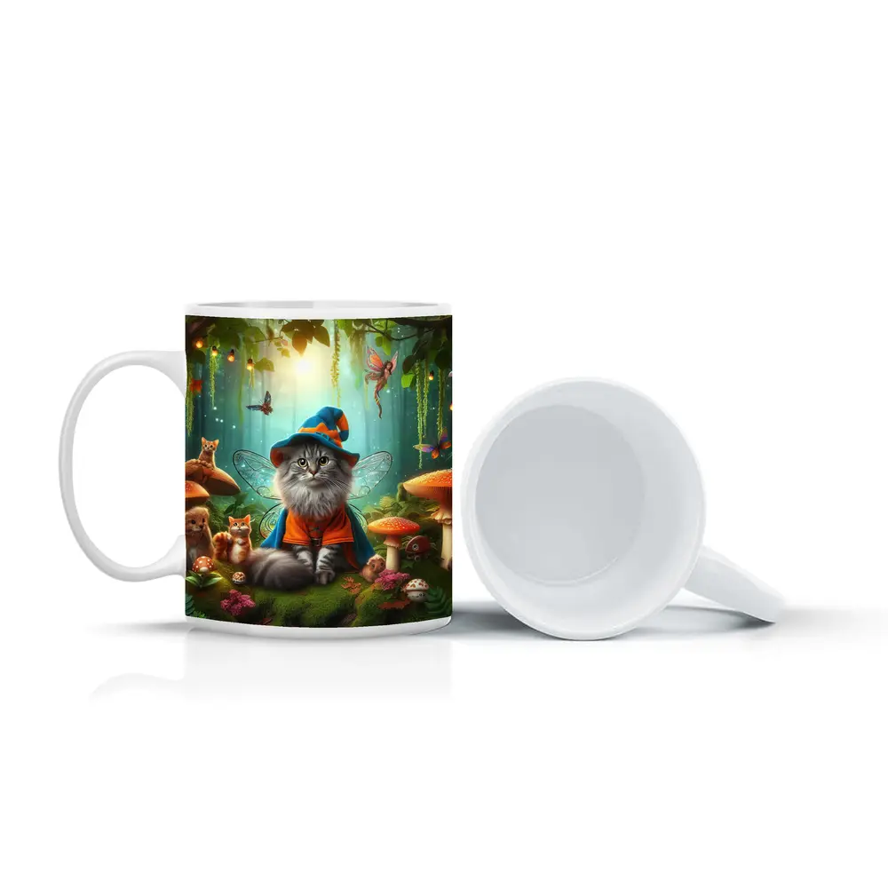 Wizard Cat Fairy Forest Mushroom Fantasy – Mugs