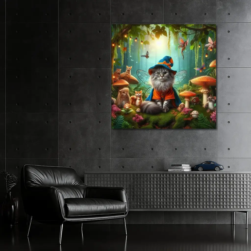 Wizard Cat Fairy Wings Enchanted Forest – Wall Art