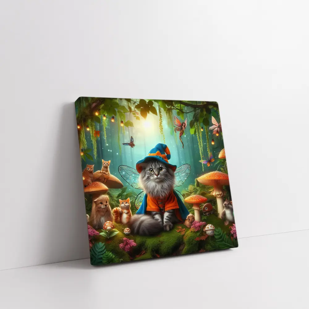 Wizard Cat Fairy Wings Enchanted Forest – Wall Art