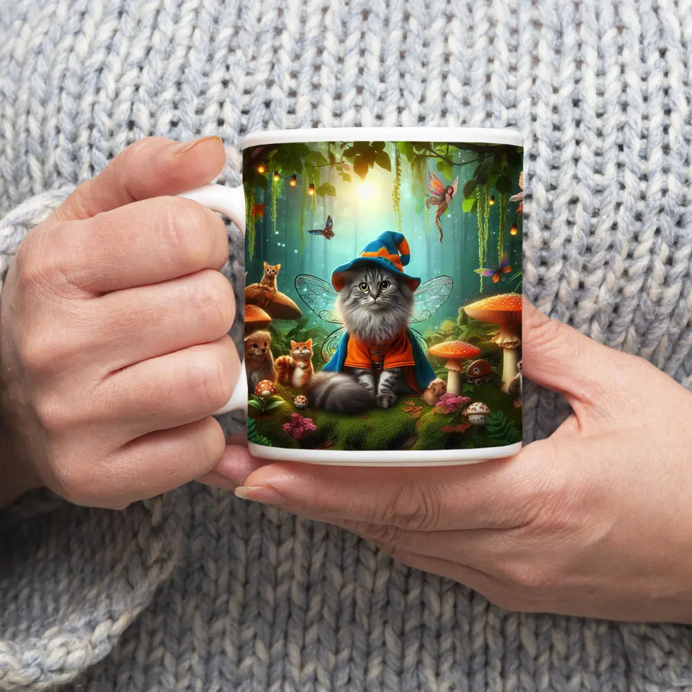 Wizard Cat Fairy Wings Enchanted Forest – Mugs