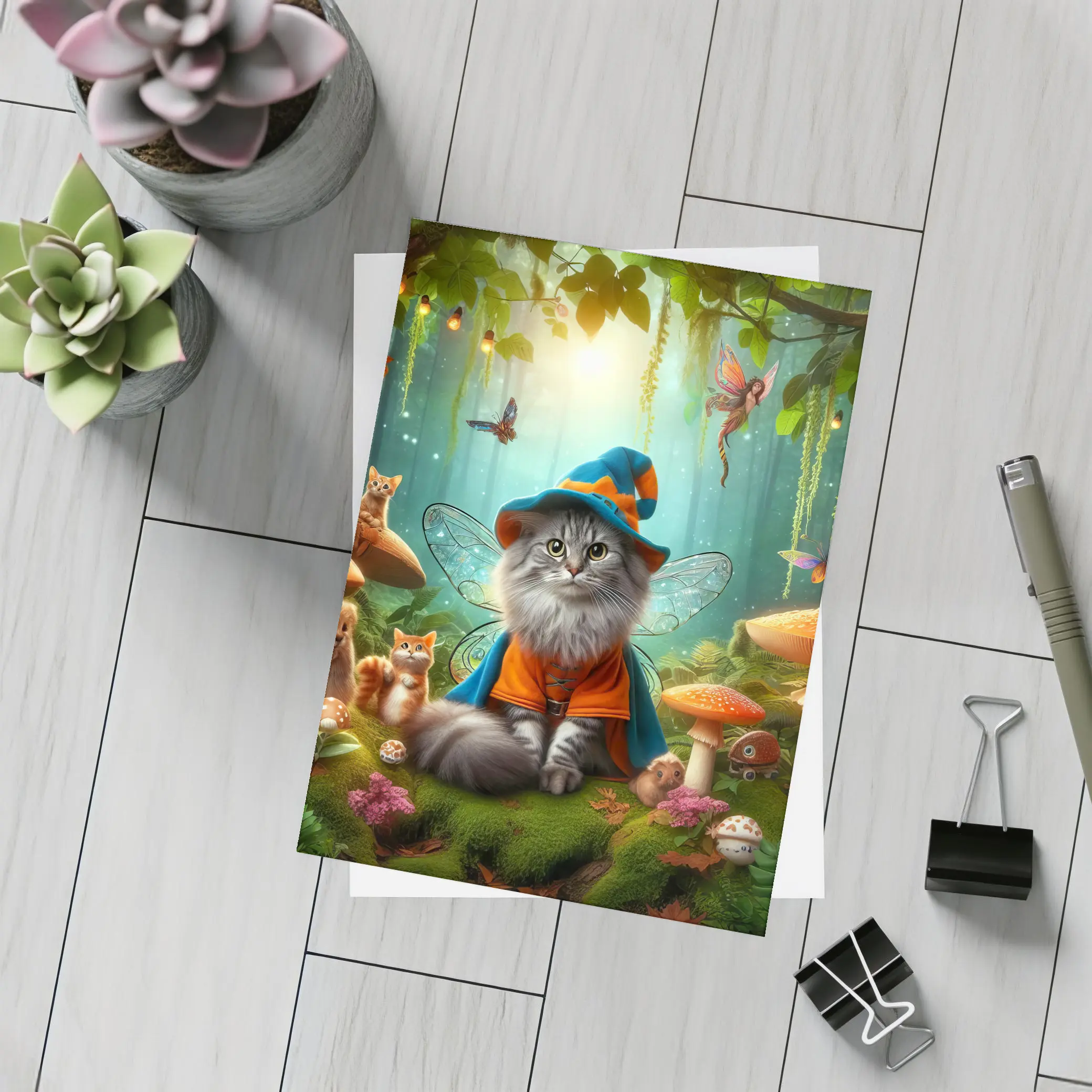 Wizard Cat Fairy Wings Enchanted Forest – Postcards
