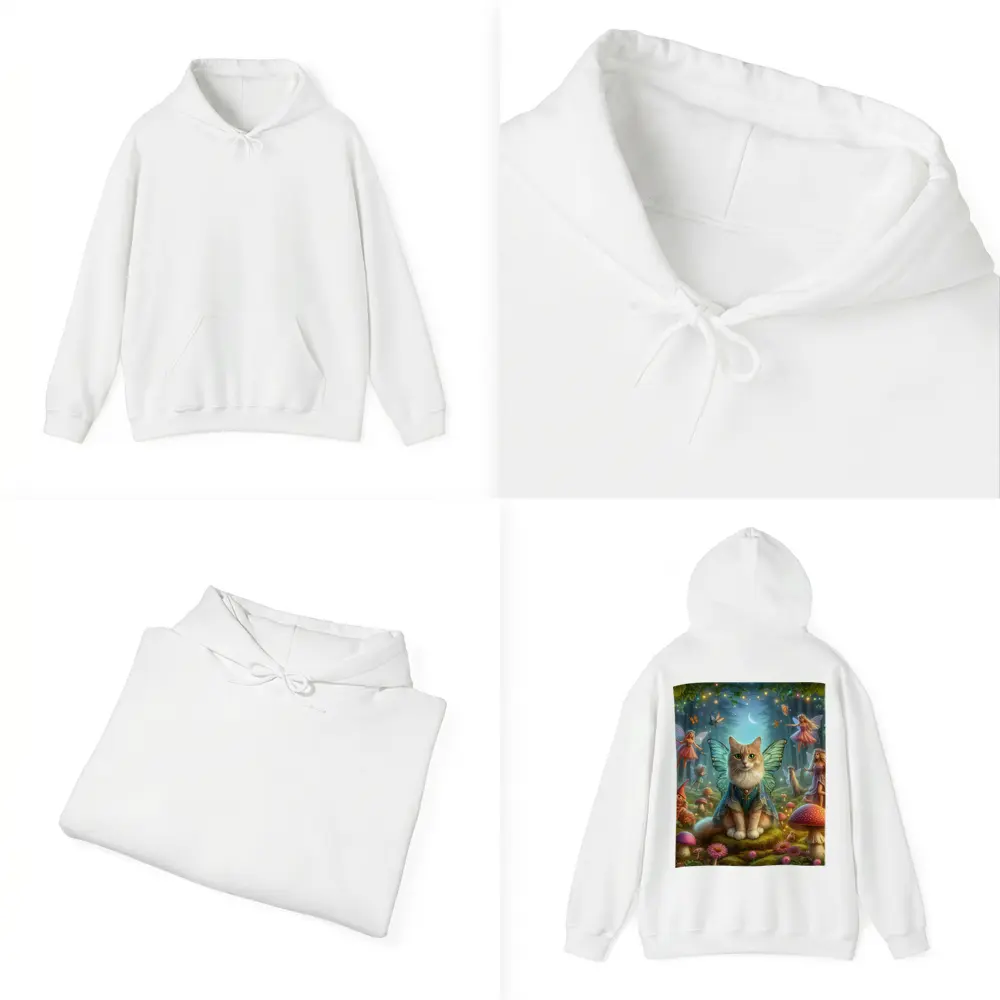 Fairy Cat with Wings in Enchanted Forest – Hoodies