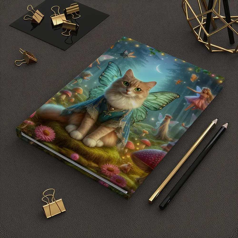 Fairy Cat with Wings in Enchanted Forest – Notebooks