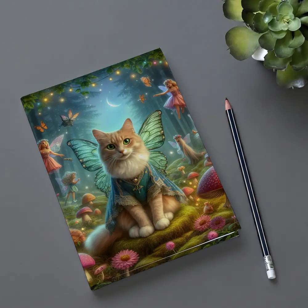 Fairy Cat with Wings in Enchanted Forest – Notebooks