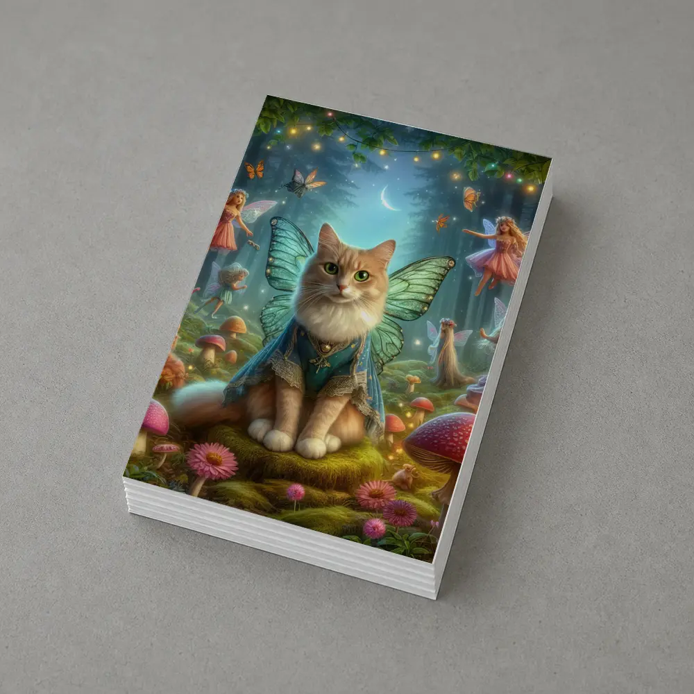 Fairy Cat with Wings in Enchanted Forest – Postcards