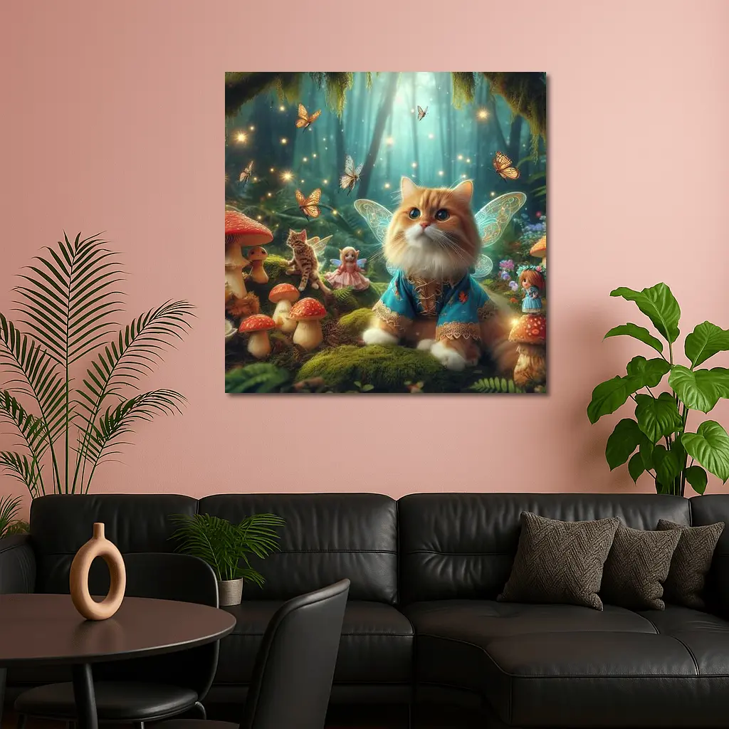 Fairy Cat With Wings In Enchanted Forest – Wall Art