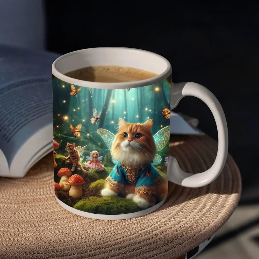 Fairy Cat With Wings In Enchanted Forest – Mugs