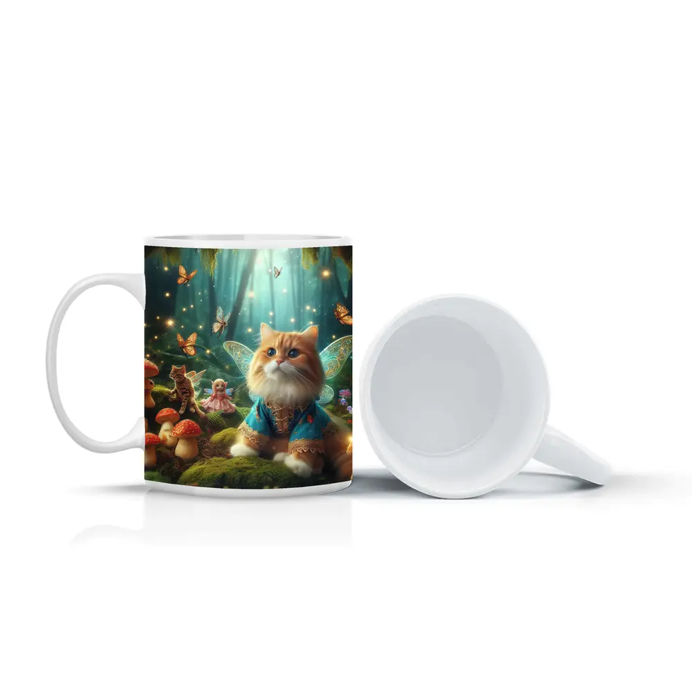 Fairy Cat With Wings In Enchanted Forest – Mugs