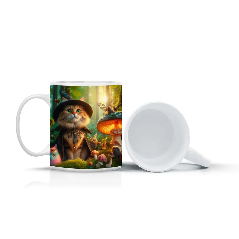 Wizard Cat Enchanted Forest Mushroom Fantasy – Mugs