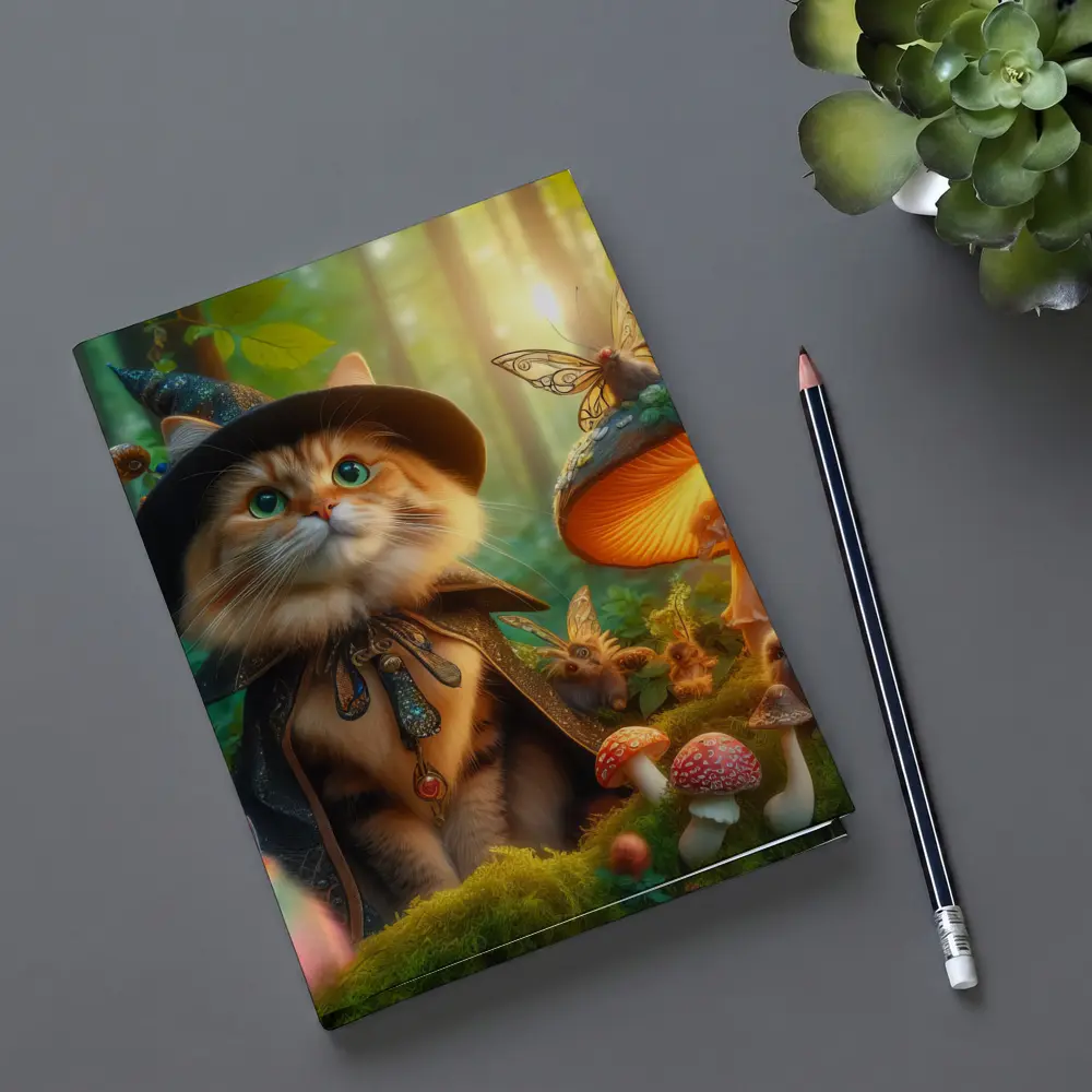 Wizard Cat Enchanted Forest Mushroom Fantasy – Notebooks