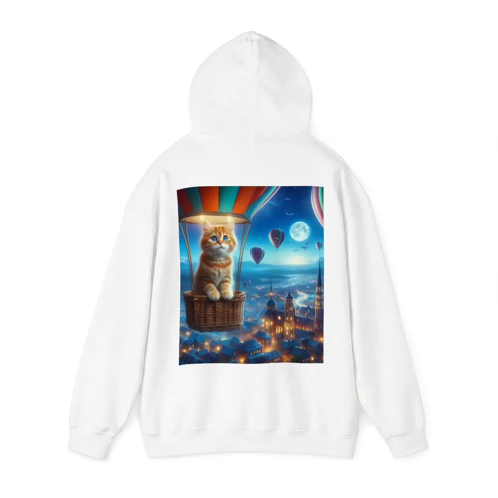 Ginger Kitten Hot Air Balloon Night City – Hoodies