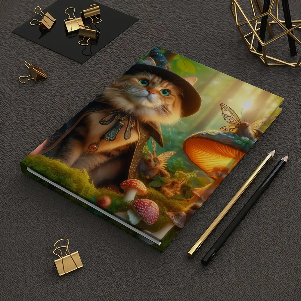 Wizard Cat Enchanted Forest Mushroom Fantasy – Notebooks