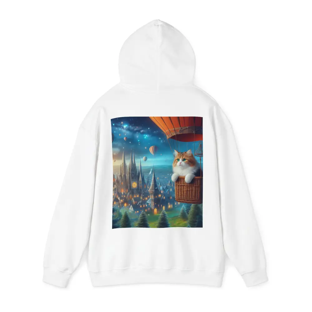 Fluffy Cat Hot Air Balloon Fantasy City – Hoodies